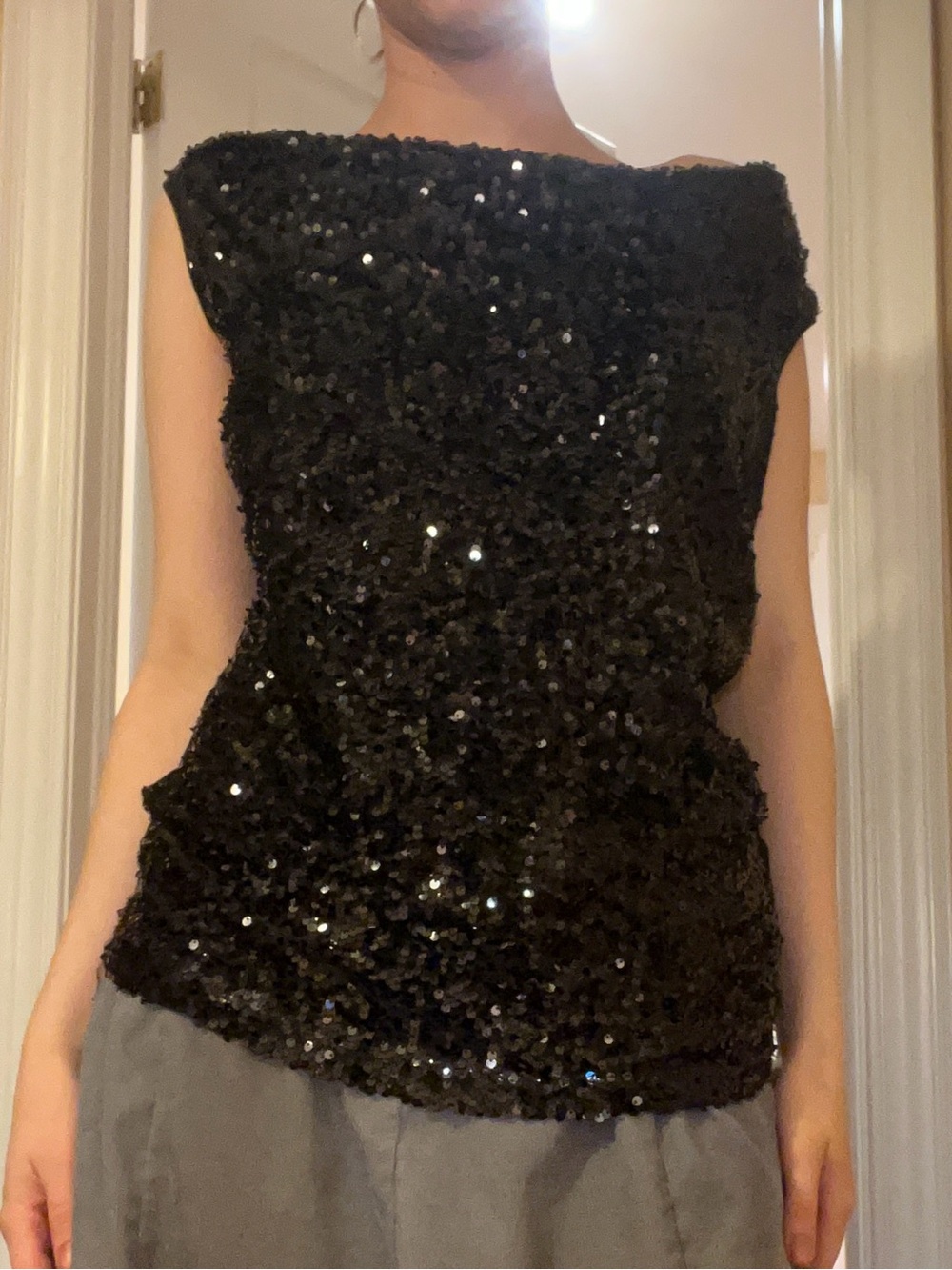 Black Sequin Off-Shoulder Top Calvin Klein